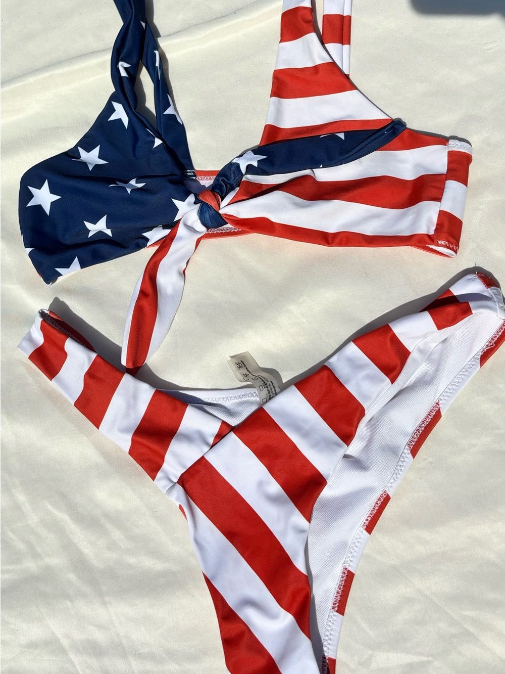 Zaful Red White Blue American Flag Bikini